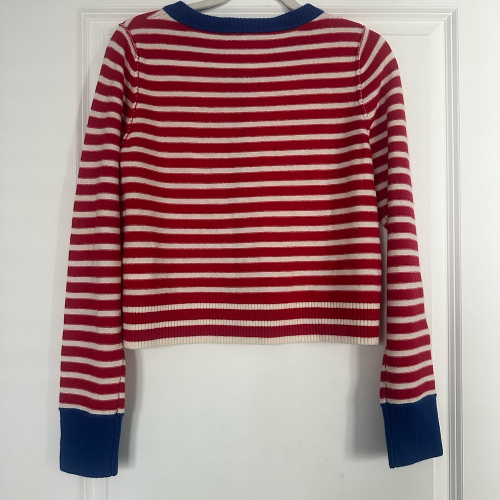 Free People Red and White Striped Cardigan NWOT - Picture 4 of 5